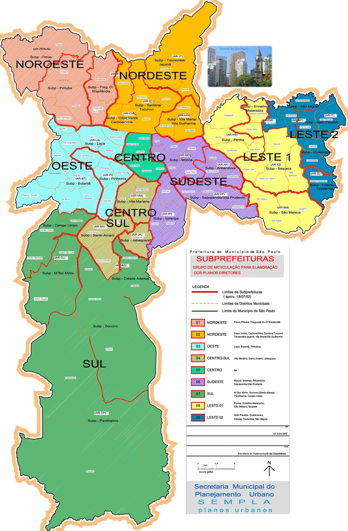 Sao Paulo brazílie čtvrtí mapě