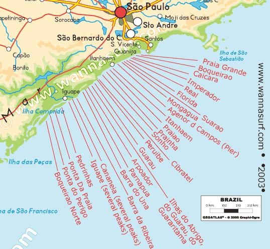 São Paulo beach mapě