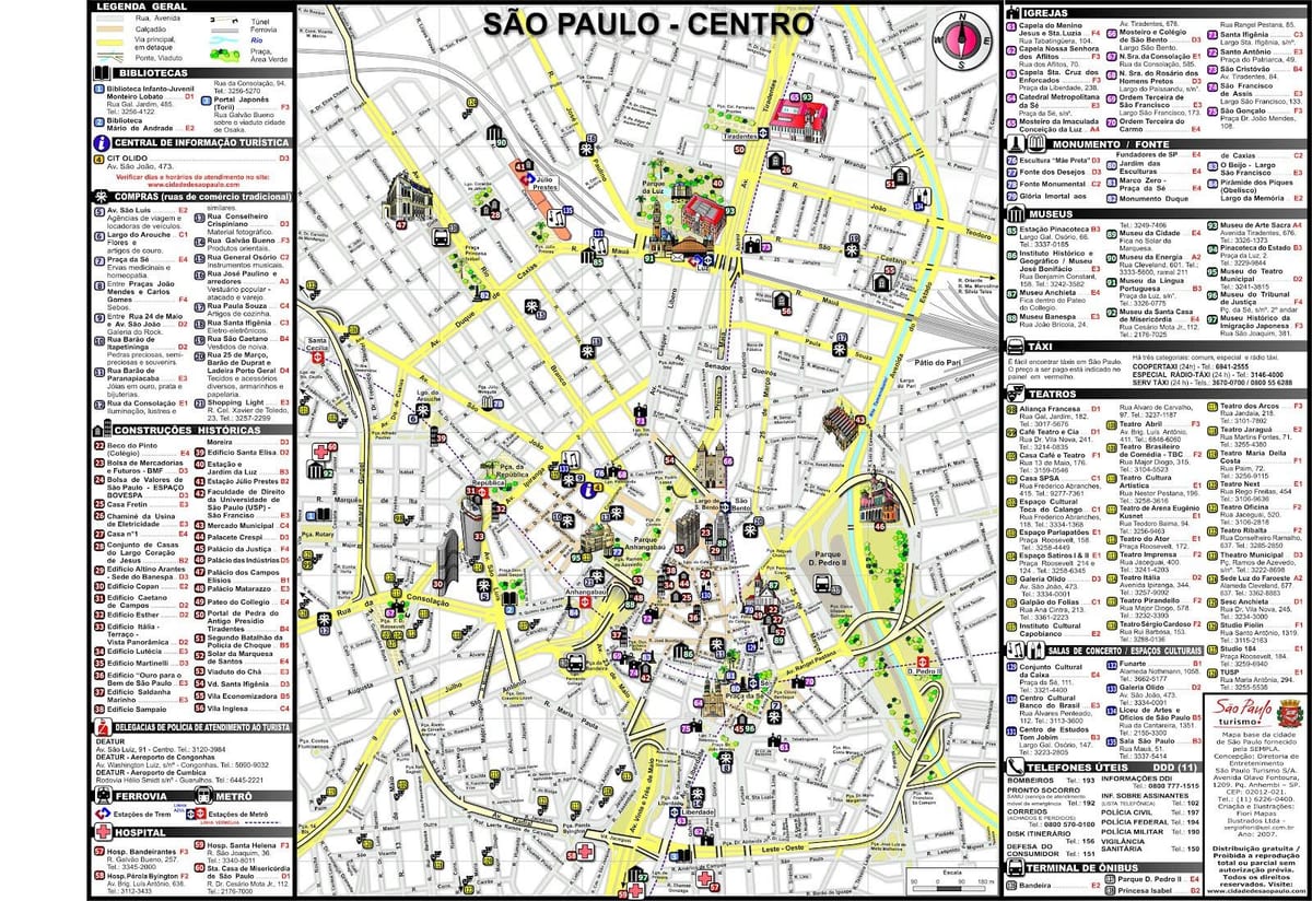 São Paulo cestovního ruchu mapě