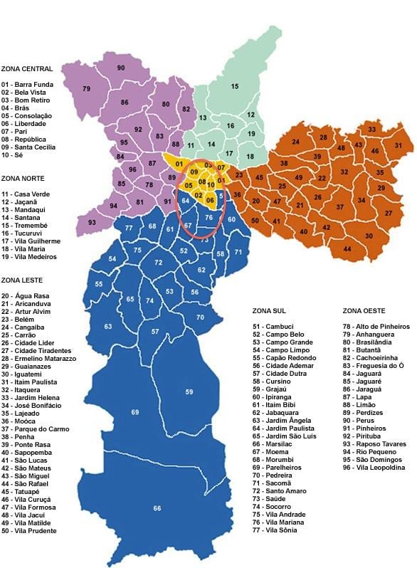São Paulo obcí mapě