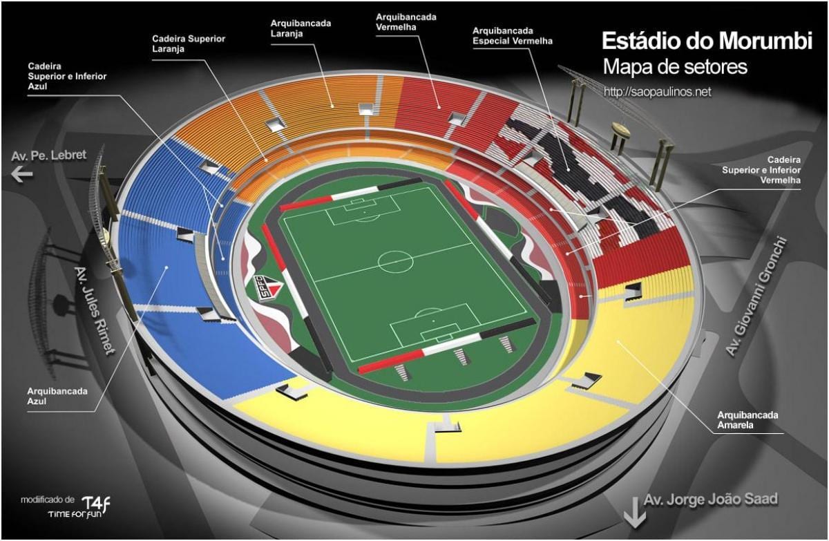 São Paulo stadion mapě