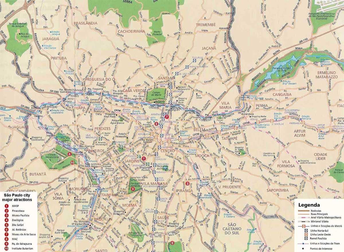 São Paulo zahrady mapě