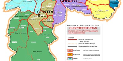 Sao Paulo brazílie čtvrtí mapě