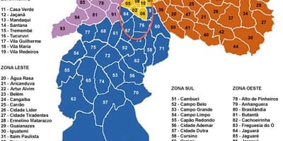 Sao Paulo mapa čtvrtí